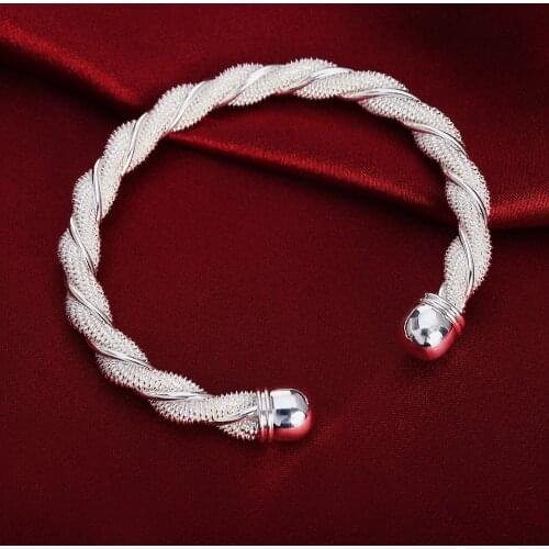 Charm 925 Sterling Silver Bracelets fine Twisted wire bangles for Women Fashion Wedding Party Christmas Gift luxury Jewelry
