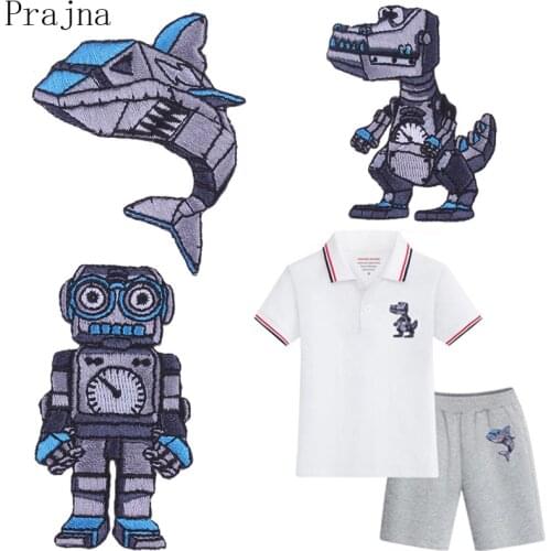 Prajna Anime MR Robot Jurassic Patch Embroidered Iron On Patches For Clothes Cute Parches Kids Sewing Moive Patch Dinosaur Badge