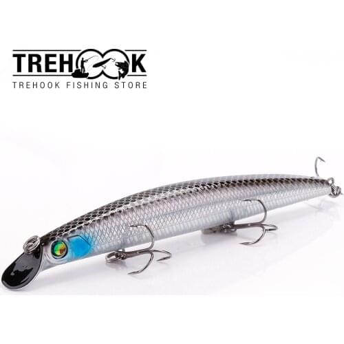 TREHOOK 14cm 15g Three-hooks Black Minnow Wobblers Pike Lure Floating Minnow Fishing Lures Holographic Artificial Bait Fishing