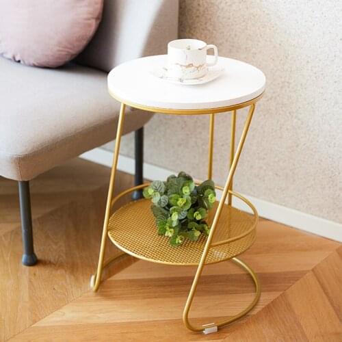 Simple Modern Bedside Table Nordic Marble Side Table Shelf Shelf Bedside Small Coffee Table Metal Texture Bedroom Furniture