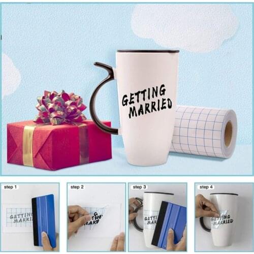 Transparent Vinyl Transfer Tape 30.5cmx500cm Blue Alignment Grid Medium Adhesive Vinyl Transfer Paper Tape for Crafts