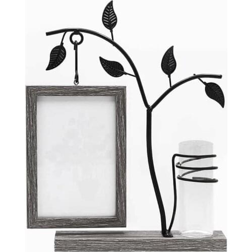 Family Picture Frame 4x6 Vertical Metal Tree Desk Photo Frames with Decorative Bud Vase Double Sides Display Unique Gifts