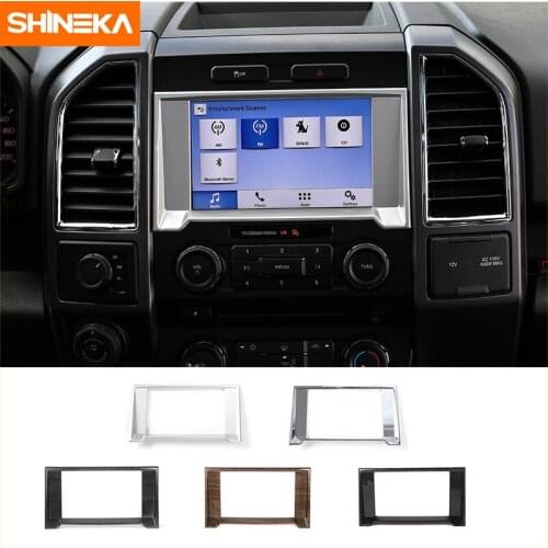 SHINEKA Media GPS Cover Trim Decoration Ring Navigation Panel Frame Sticker for Ford F150 2015 2016 Car Styling