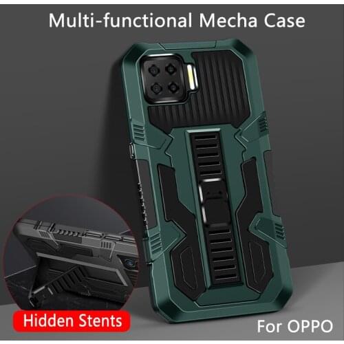 For OPPO Reno5 Reno4 Lite 5G A9 A5 A94 A74 A53 F19 F17 Heat Dissipation Silicone Phone Case Mache Bumper Stand Cover with Stents