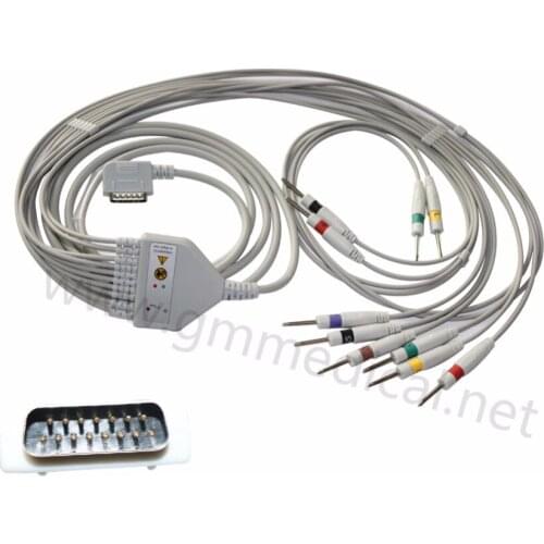 Compatible with KANZ pc-109,pc-108,pc-110,1203,1205,IEC, 10-Lead EKG Cable Needle 3.0mm plug