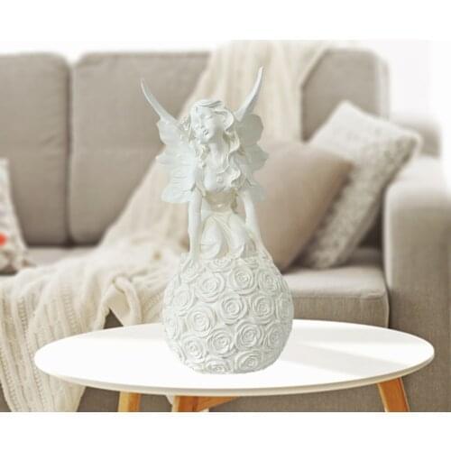 Angel Figurine Statue, White Angel Cherub Praying Figurine, Wing Angel Sculpture for Craft, Home Decor, Garden Statue Ornaments