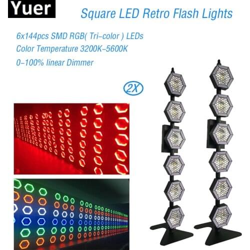 2Pcs/Lot LED Retro Flash Lights 6x144pcs SMD RGB Stage Light 800W Stage Light For Birthday Party DJ Concert Decorative Lamp