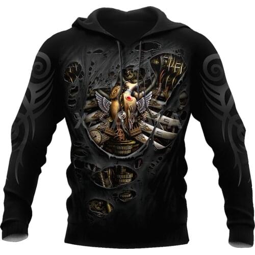 Steampunk Mechanic Skull 3D Print Hoodies Man Women Harajuku Zipper Pullover Sweatshirts Casual Tracksuit Unisex Zip Up Jackets