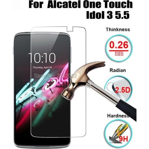 5PCS 2.5D 9H Premium Tempered Glass For Alcatel One Touch Idol 3 5.5" Anti-Shatter Screen Protector Toughened Protective Film