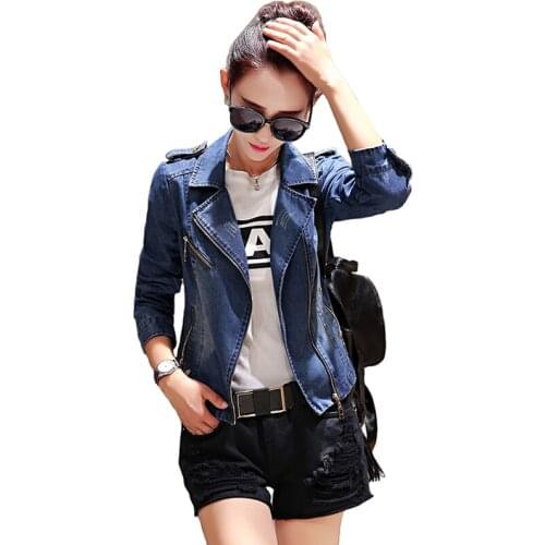 Fashion Denim Short Jacket Women 2019 Spring Autumn Small Coat Casual Tops Female Slim Wild Zipper Locomotive Jacket Outerwear