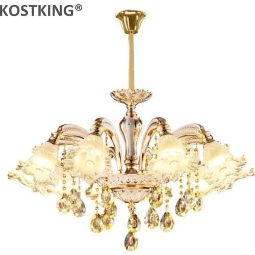 Gold crystal chandelier k9 led crystal chandelier for dining room lustres para sala de jantar lustre de cristal teto