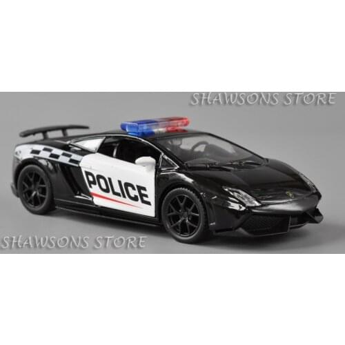 1:36 Diecast Car Model Toy Gallardo LP 570-4 Police Patrol Wagon Pull Back Miniature Replica