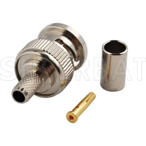 Superbat 10pcs RF RP-BNC Crimp Male Plug(Female Pin) Connector for RG58 RG142 LMR195 Cable