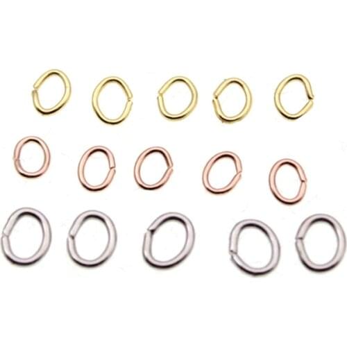 100pcs/lot Gold Stainless Steel Oval Jump Rings Split Rings Necklace Connector For jewelry making Findings Accessories Supplies