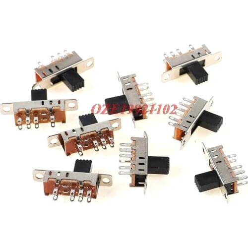 20PCS DC 50V 0.5A 3 Position 2P3T DP3T Panel Slide Switch 8 Pin PCB Double Toggle Switch 5mm Height