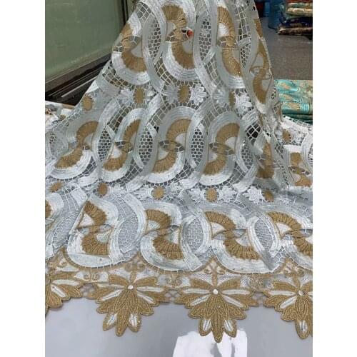 2021 Newest African Guipure Lace Fabric Swiss Lace Fabric High Quality Nigerian Cord Mesh Water Soluble Lace For Wedding 5Yards