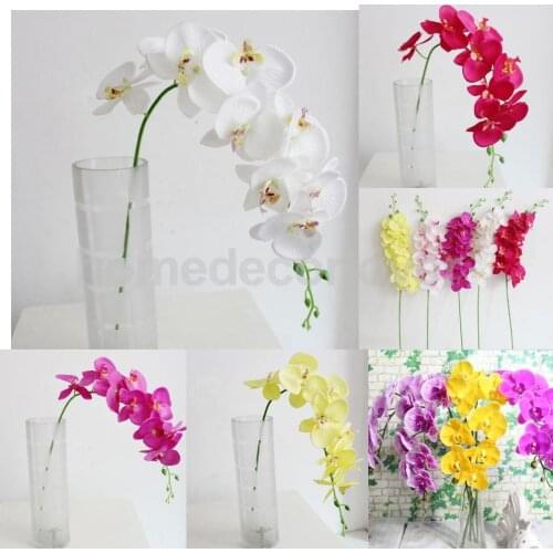 93cm Long Stem Artificial Silk Phalaenopsis Butterfly Orchid Flower Wedding Bridal Bride Floral Arrangement Home Decor