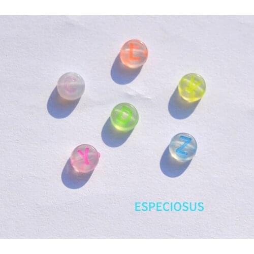 DIY Jewelry Accessories Acrylic Fittings Fluorencent Color Letter Spacer 7MM Round Shape Word Beads Bracelet Making Departments