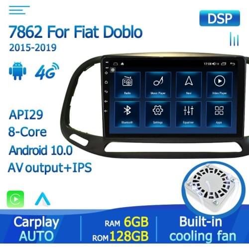 Built-in Carplay Cooling Fan Android Auto Car Multimedia Radio Video Player For Fiat Doblo 2015 2016 2017 2018 2019 4G LTE