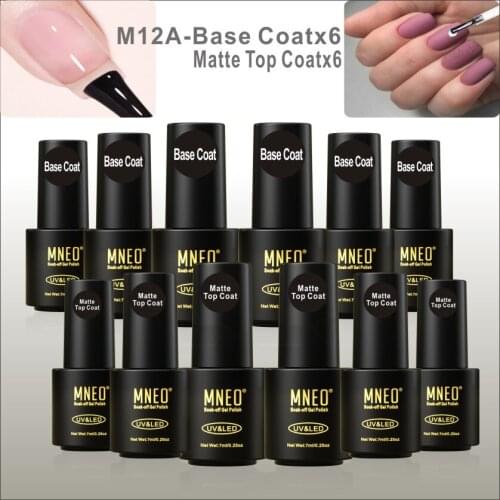Base and Matte Top Coat Gel Semi Permanent Varnish 12 PCs Set Soak Off Gel Nails Polish Manicure Sealer UV Lot Matt Finish Kit
