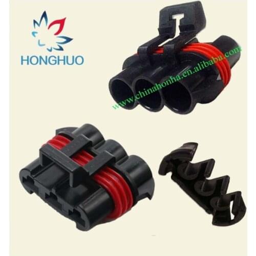 Free shipping 5/10sets 3 pin Black Metri-Pack 630 Sealed Female Connector Assembly, Max Current 46 amps for 12124685