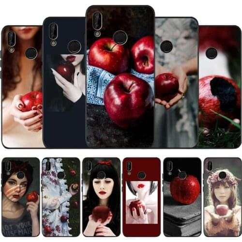 Princess eating apple black soft Phone Case for huawei P40 P30 P20 P10 Pro lite P9 Lite nova 4E 6SE Psmart 2019 Y6 9 Prime