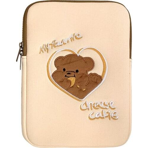 Korea Ins Tablet Case Bag Cute Cartoon Embroidery Bear Liner Bag Laptop Bag 11 13 15 Inch for Mac Apple Ipad Pro/Air11/12/13 New