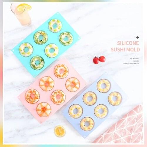 European 6 Grid Donut Non-Stick Silicone Mold Macaron Color Chocolate Biscuit Cake Baking Mold DIY Oven Baking Kitchen Tools