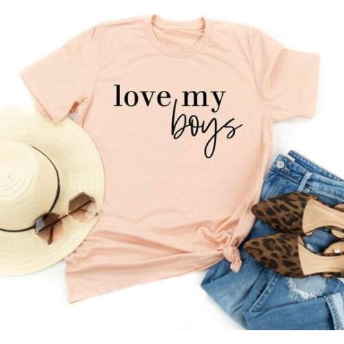 Love My Boys Hipster Graphic T-Shirt Casual Short Sleeve Summer Stylish Tee Boys Grunge love gift Slogan Vintage aesthetic tops