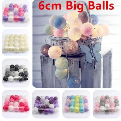 6CM Cotton Ball Fairy String Lights Garlands Christmas Decoration for Home Outdoor Navidad Tree Lamp Lights New Year Room Decor