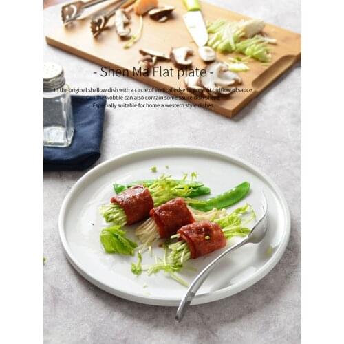 Ceramic Western plate creative round restaurant dish breakfast cake fruit sushi salad pasta steak Platter