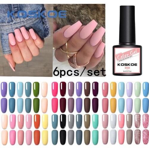 KOSKOE 2/4Pcs Colours UV Gel Nail Polish Set Nail Kit Set Gel-Varnishes Holographics Soak Off Color Gel Nail Need Matte Top Coat