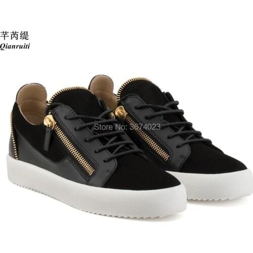 Qianruiti Male Shoes Sneakers Rubbler Sole Casual Shoes Round Toe Flats Zipper Trainers Fashion Running Shoes for Men