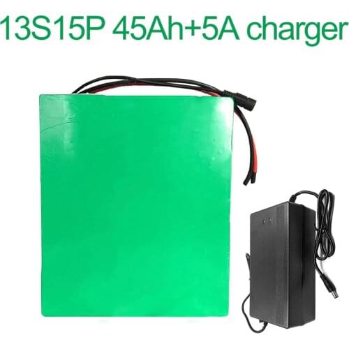 With 5A charger 48V 45Ah 13S15P 18650 Li-ion Battery Pack E-Bike Ebike electric bicycle 280x255x70mm