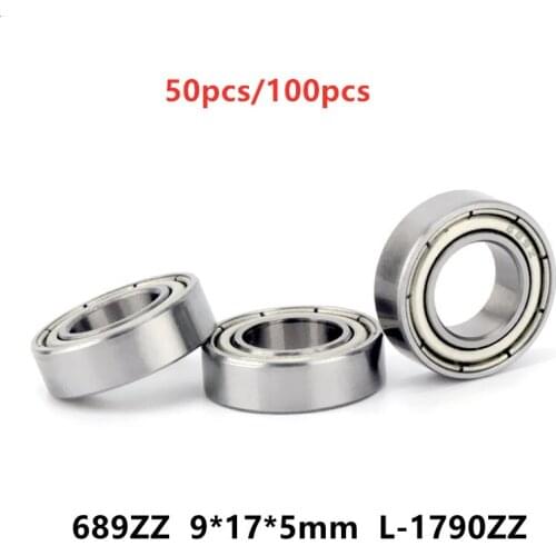 100pcs 689ZZ miniature radial ball bearing 689 689Z 689-2Z 9x17x5 shielded deep groove ball bearings 9*17*5 mm