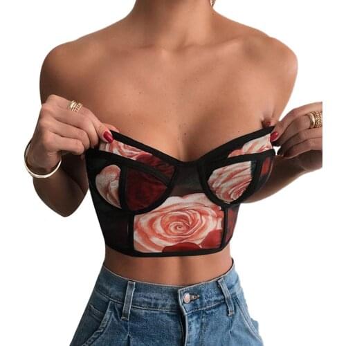 Fashion Aesthetic Print Crop Tops for Women Sleeveless Corset Vest Top Cropped Feminino Backless Club Top Tanks