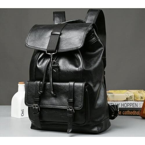 Laptop Backpack Men High Quality PU Leather Backpacks Fashion Travel Bag Large Capacity Waterproof Computer School Bags