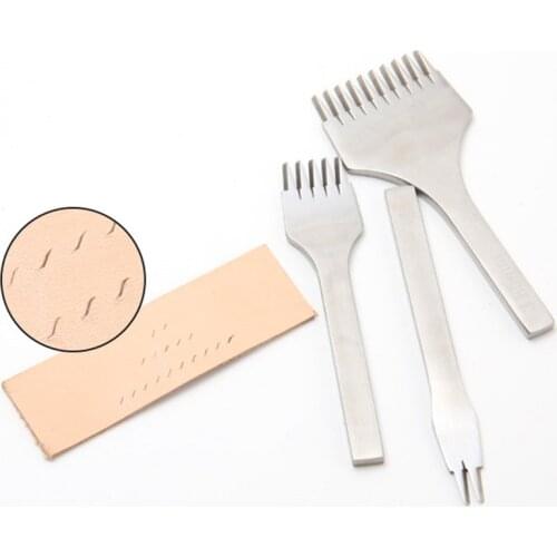 White Steel Stitching Lacing Punch Chisel Sets Polished Prongs Leather Craft Tools Leather Carving DIY Tool(2.7 3.0 3.38 3.85)mm