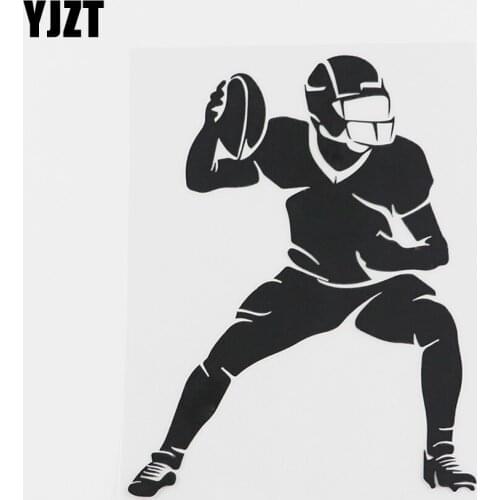 YJZT 11.6CMX14.8CM American Rugby Sports Football Decal Vinyl Car Sticker Black/Silver 8A-0281