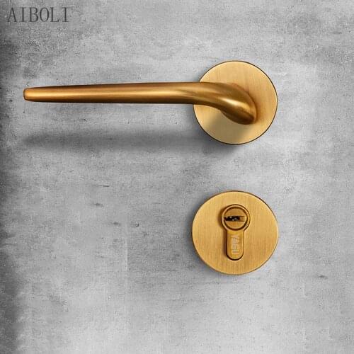 Nordic Door Lock Indoor Mute Lock Bedroom Lock Brushed Brass Split Lock Simple Lock Set Door Lock Handle Universal Door Lock