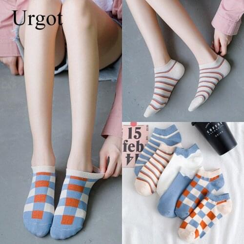 Urgot 5 Pairs Women Ankle Socks Ins Style Fashion Casual Trend Cute Boat Socks Ladies Female Spring Summer Comfortable Meias