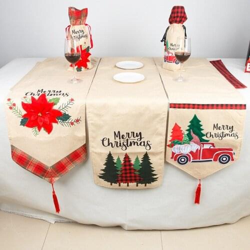 New Christmas decoration table flag hemp cloth safflower tree old man table cloth table mat restaurant holiday dress