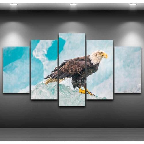 Eagle Stood On The Iceberg Animal Seri Wall Art Picture Canvas Art HD Print Oil Painting For Living Room Home Decal