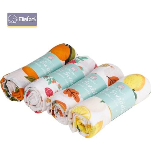 Elinfant popular rainbow 4pcs set baby warp 100% cotton solid color muslin swaddle blanket