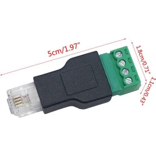 RJ11 to Screw Terminal Adapter RJ11 Male to 4 Pin Connector Splitter Shield Terminal Plug for CCTV DVR Accessories