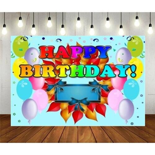 Photo Studio Props Photography Backdrop Blue Balloons Happy Birthday Party Decoration Greeting Vinyl Background