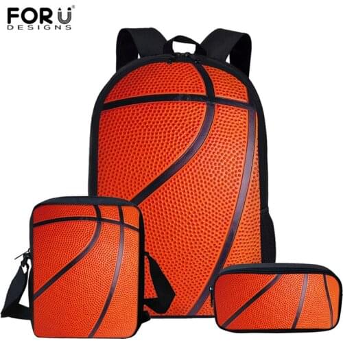 FORUDESIGNS Basketball Printing Backpack Kids Boys School Bag Set Daily Backpacks Children Backpack Kids mochila escolar
