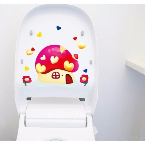 Red mushroom room Removable toilet stickers Love lovely Switch Wall Sticker Decal Home Decor Decal waterproof posters paper