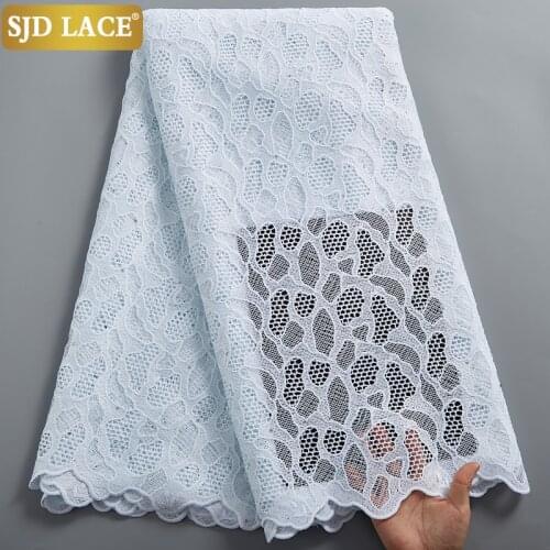SJD LACE 2021New Design Water Soluble African Lace Fabric High Quality Guipure Cord Lace Fabric Pure White Soft Party DressA2420