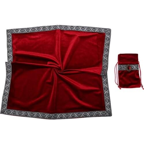Tarot Tablecloth Flocking Fabric Board Game Accessories Beautiful Stone Tarot Red/Purple/Blue/Black With Bags By Hand